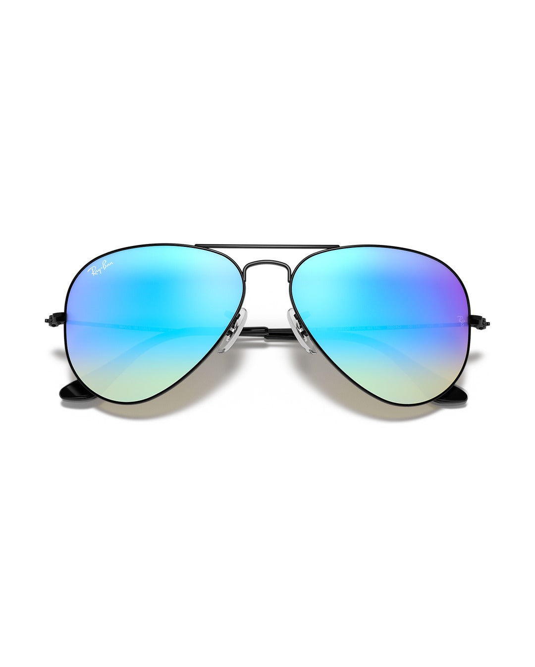 Aviator Large Metal Sunglasses - Black/Brown Gradient Mirror Blue - Ray-Ban
