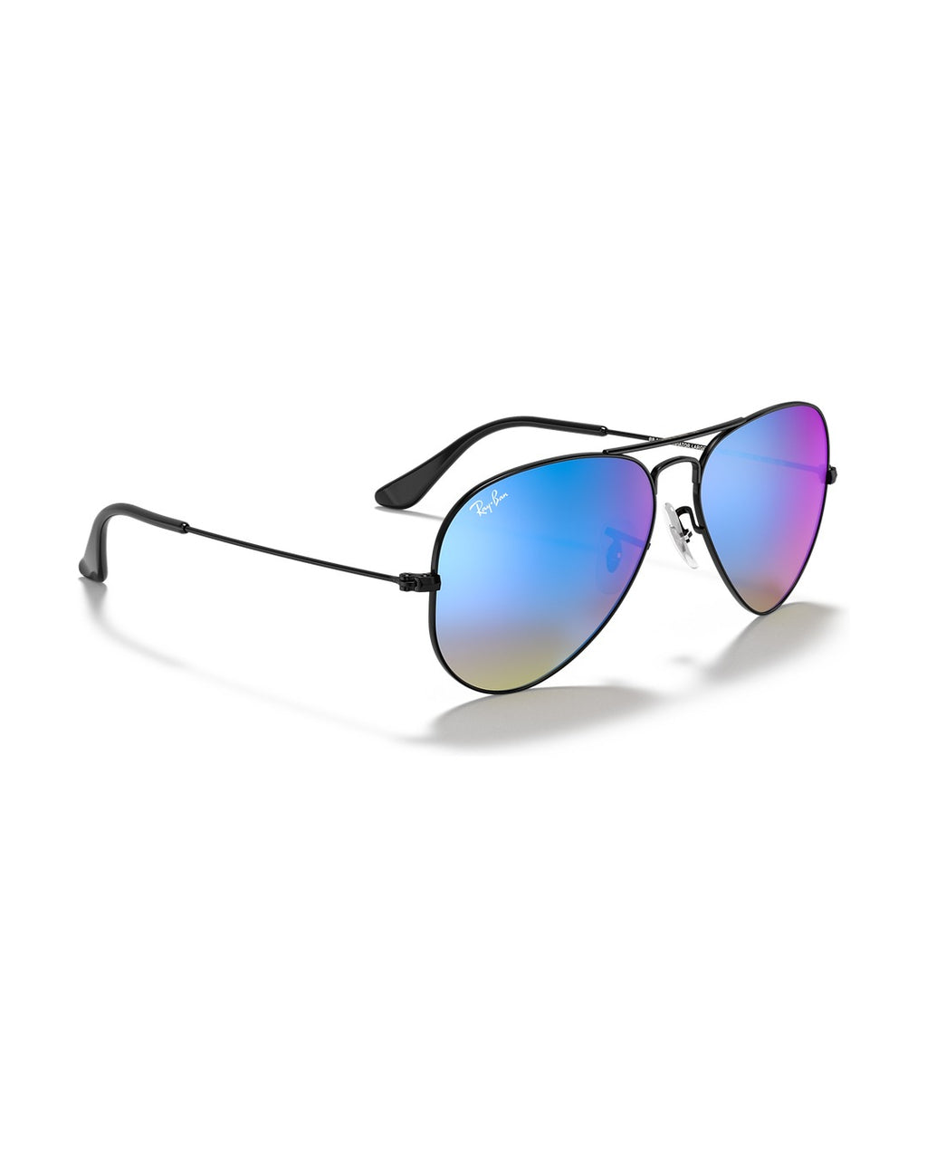 Aviator Large Metal Sunglasses - Black/Brown Gradient Mirror Blue - Ray-Ban