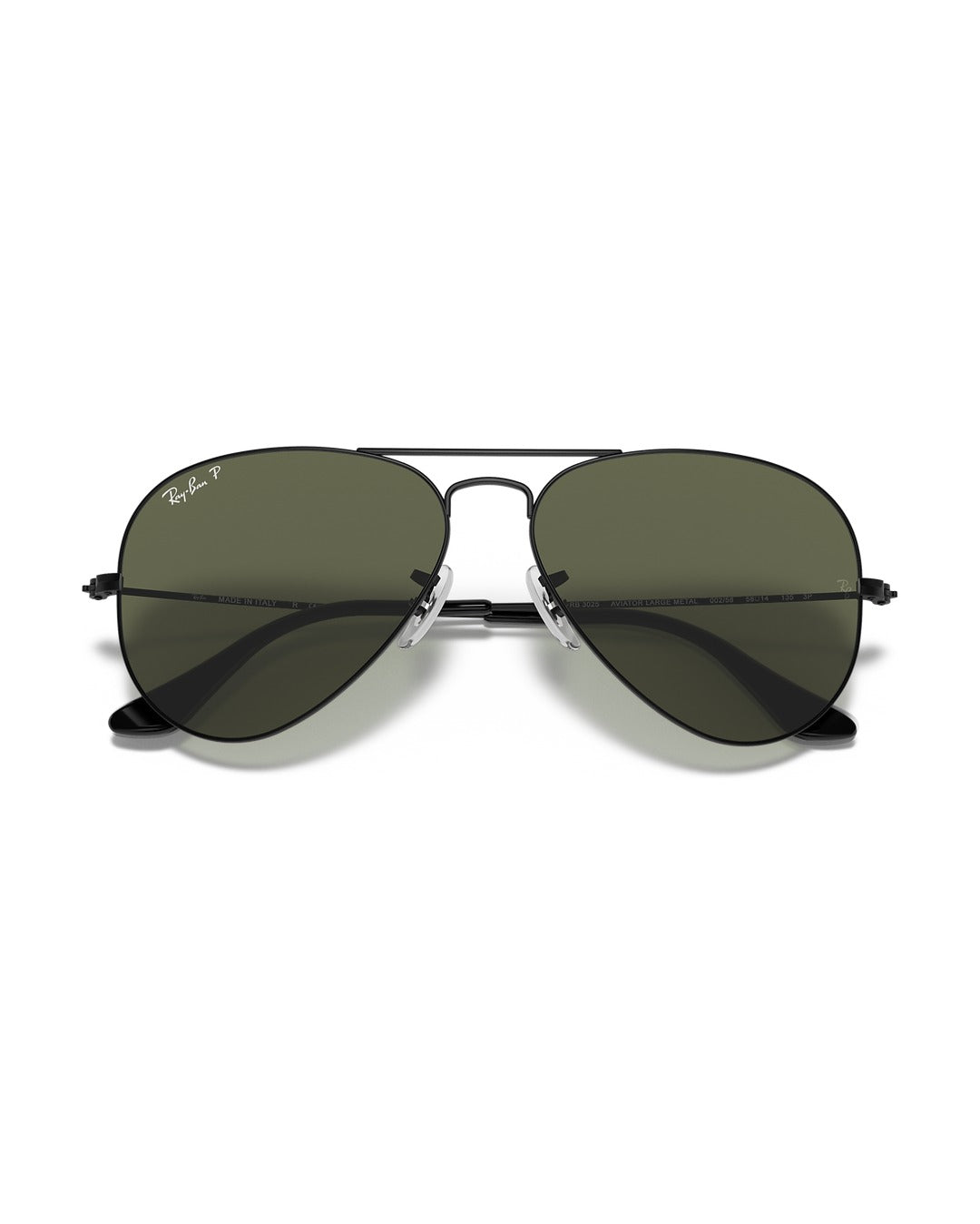 Aviator Large Metal Sunglasses - Black/G-15 Green Polarised - Ray-Ban