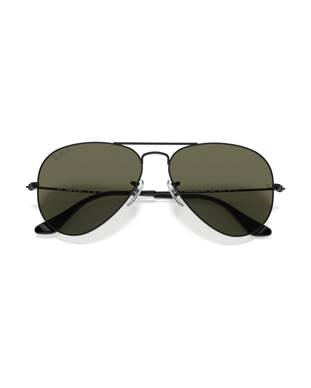 Aviator Large Metal Sunglasses - Black/G-15 Green Polarised - Ray-Ban