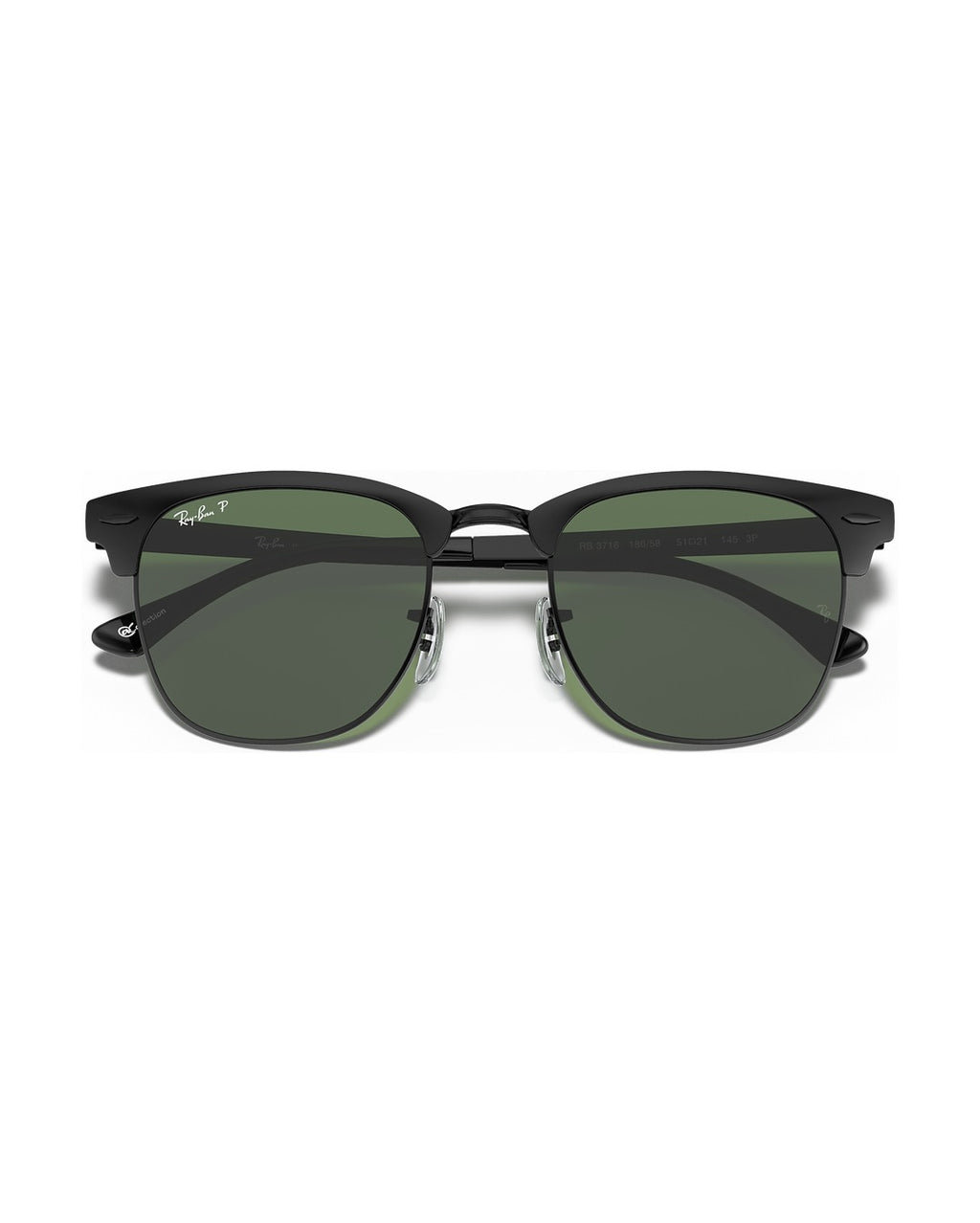 Clubmaster Metal Sunglasses - Black/G-15 Green Polarised - Ray-Ban