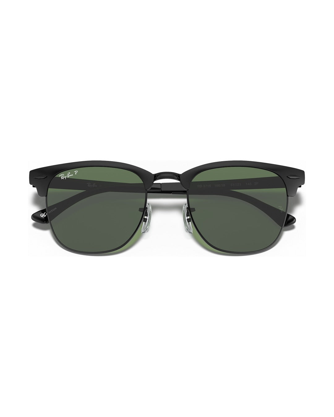 Clubmaster Metal Sunglasses - Black/G-15 Green Polarised - Ray-Ban