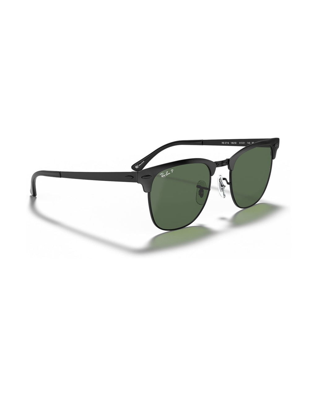 Clubmaster Metal Sunglasses - Black/G-15 Green Polarised - Ray-Ban