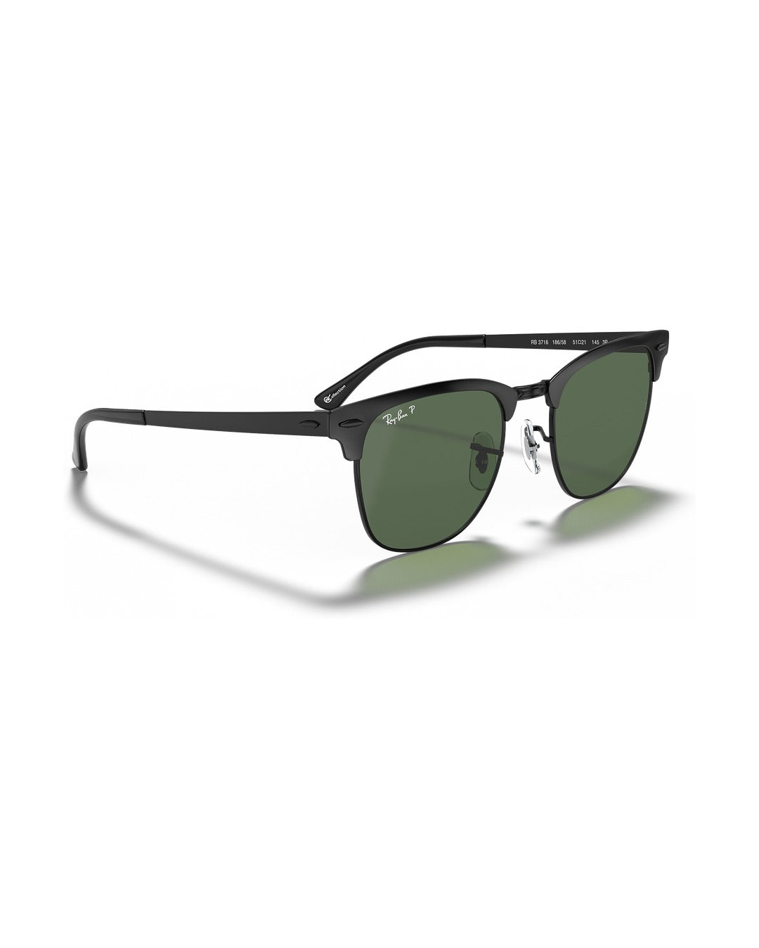 Clubmaster Metal Sunglasses - Black/G-15 Green Polarised - Ray-Ban