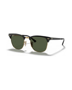 Clubmaster Metal Sunglasses - Black On Gold/G-15 Green Polarised - Ray-Ban