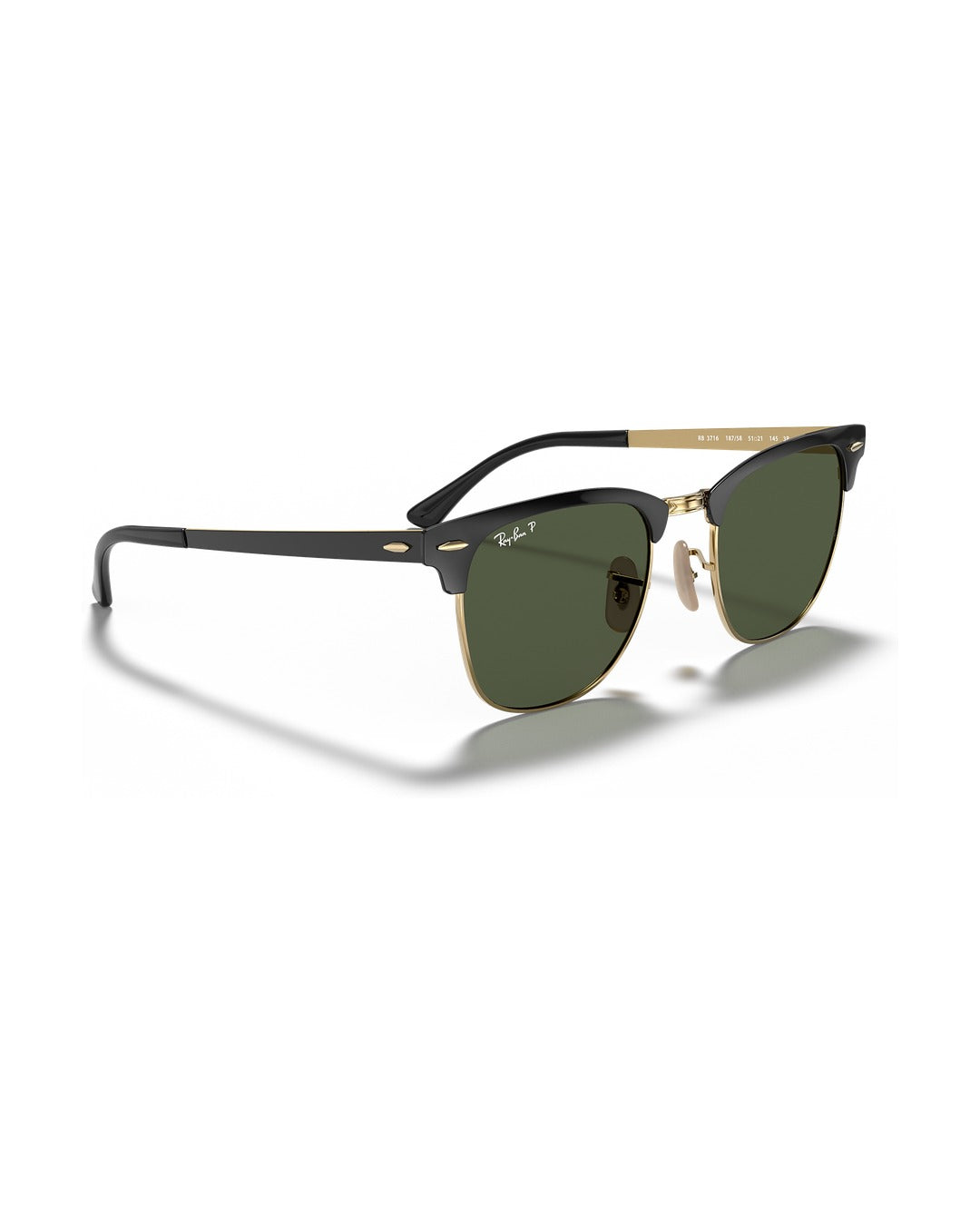 Clubmaster Metal Sunglasses - Black On Gold/G-15 Green Polarised - Ray-Ban