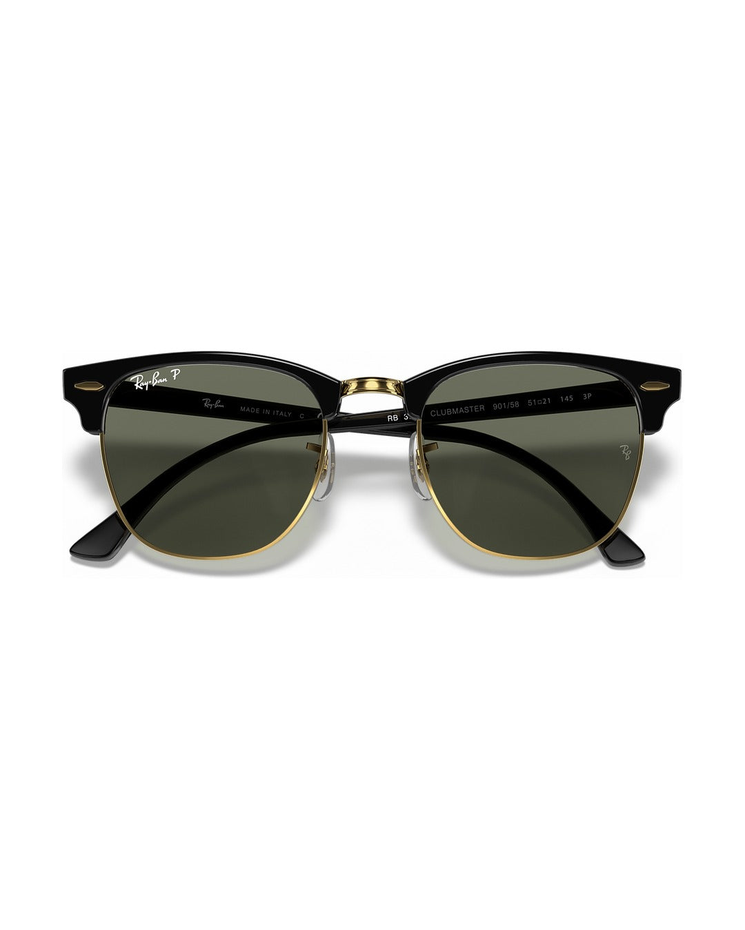 Clubmaster Sunglasses - Black & Gold/G-15 Green Polarised - Ray-Ban