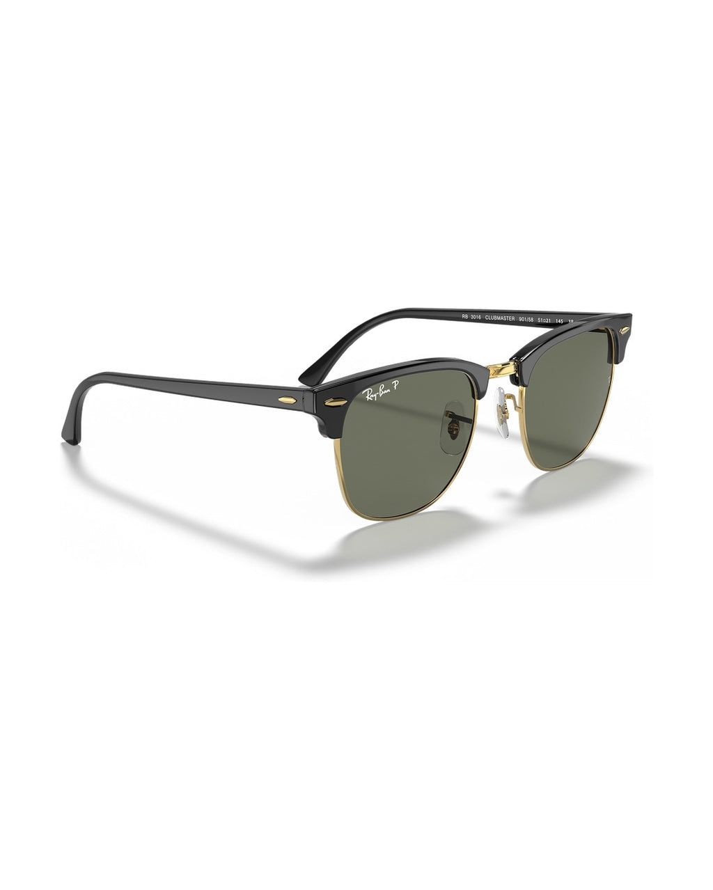 Clubmaster Sunglasses - Black & Gold/G-15 Green Polarised - Ray-Ban