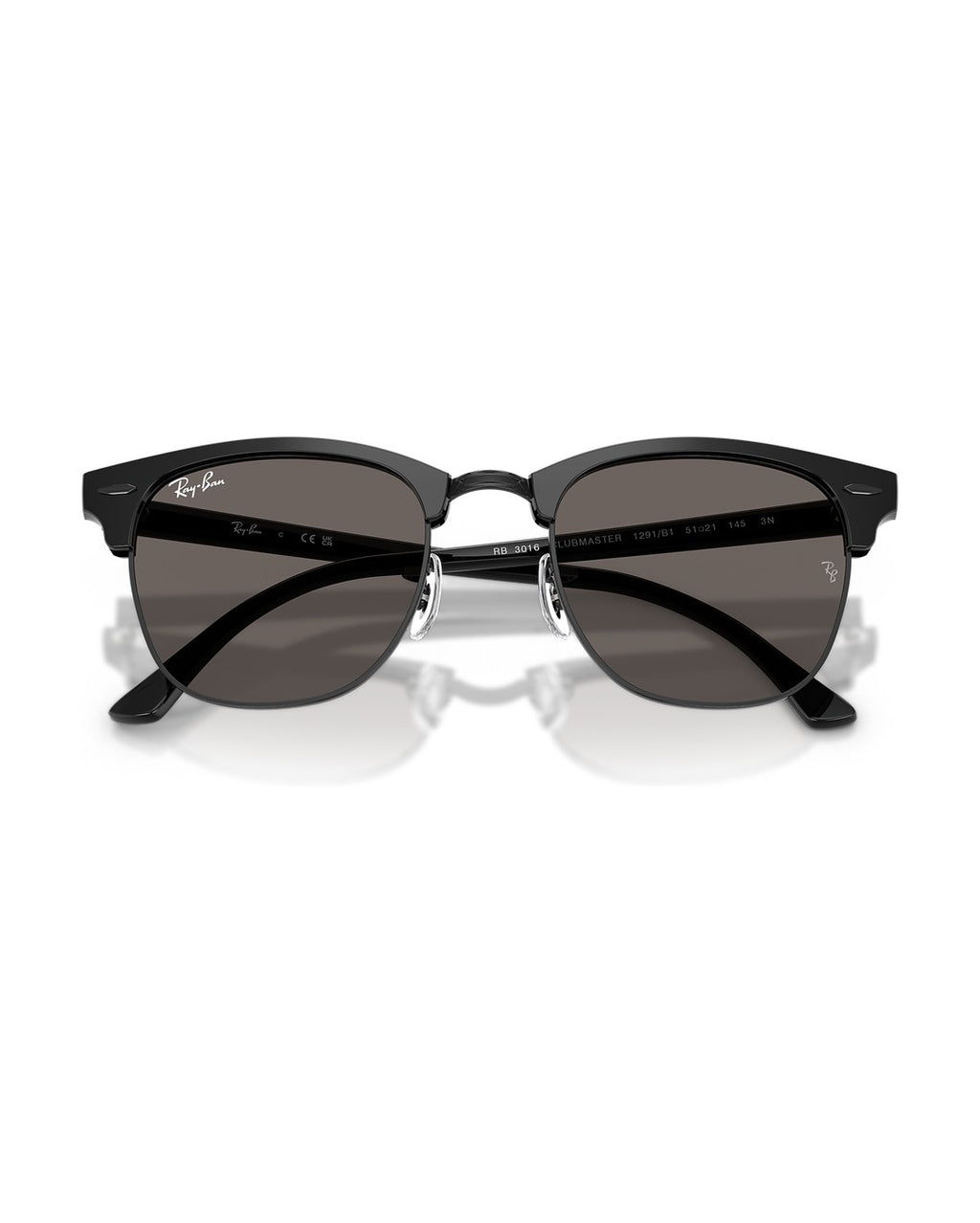 Clubmaster Sunglasses - Black On Black/Dark Grey - Ray-Ban