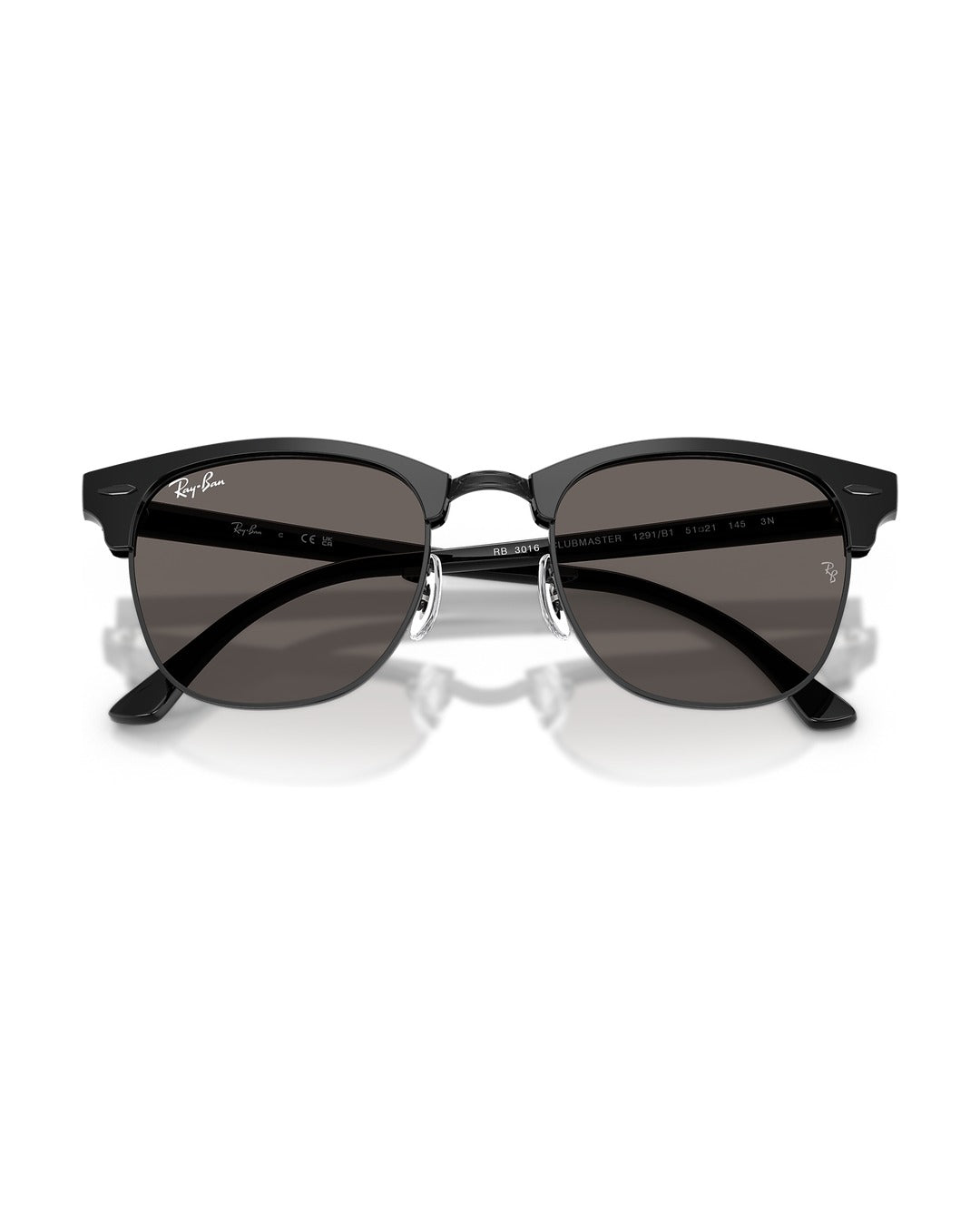 Clubmaster Sunglasses - Black On Black/Dark Grey - Ray-Ban