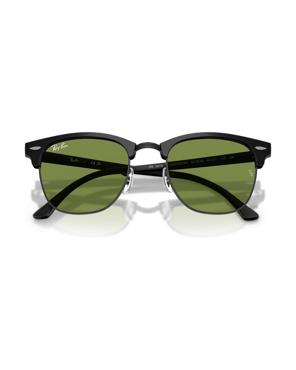 Clubmaster Sunglasses - Matte Black On Black/Green - Ray-Ban