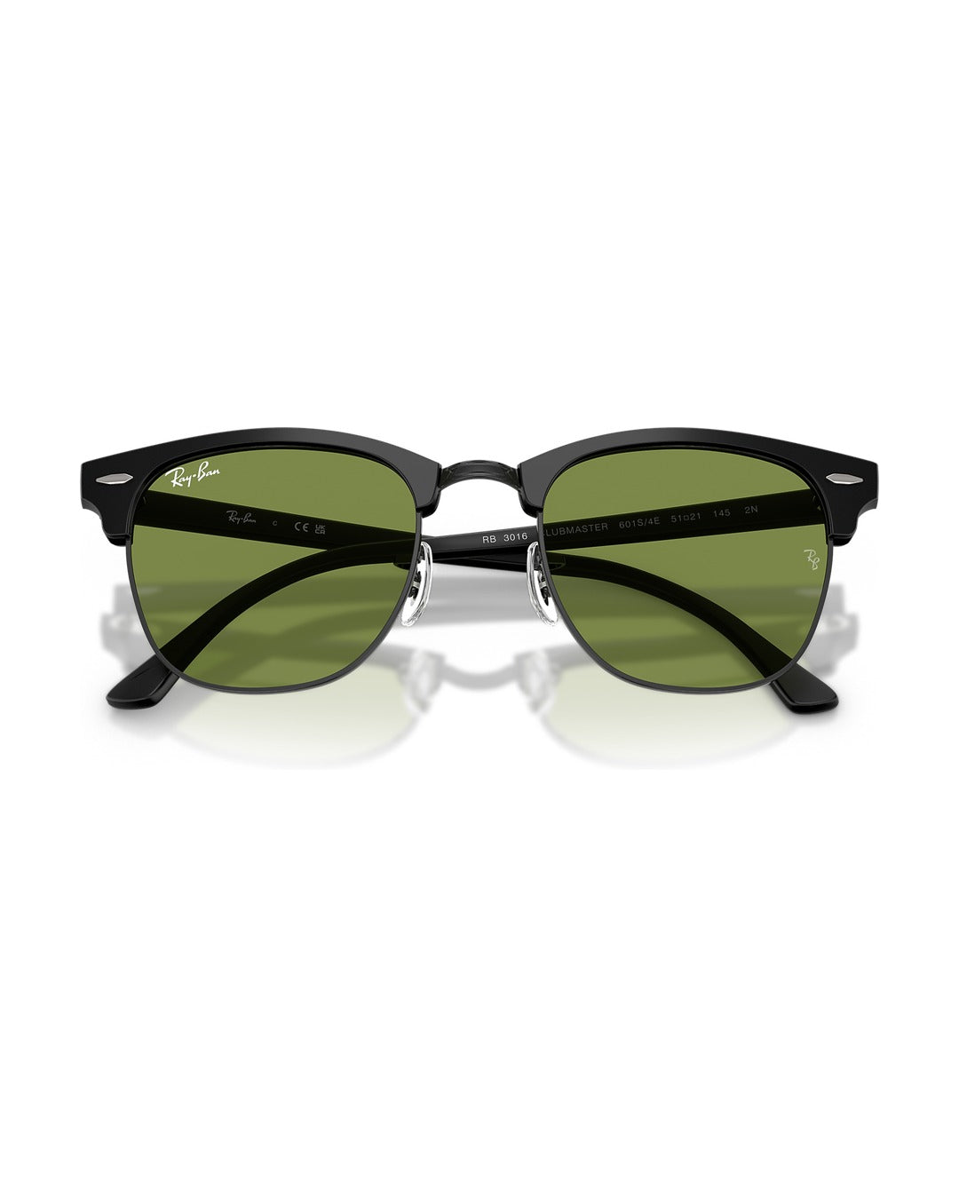 Clubmaster Sunglasses - Matte Black On Black/Green - Ray-Ban