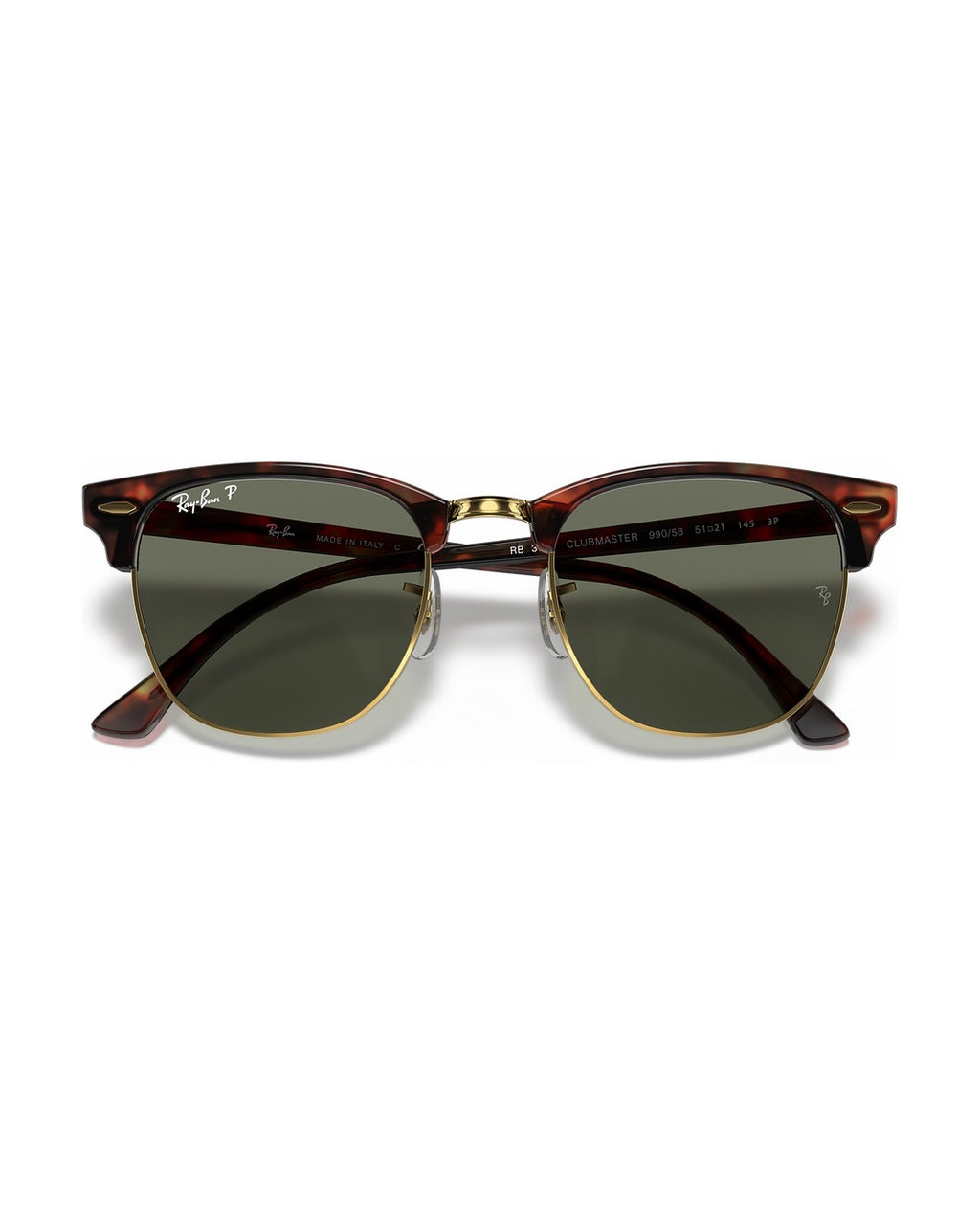 Clubmaster Sunglasses - Tortoise On Gold/G-15 Green Polarised - Ray-Ban