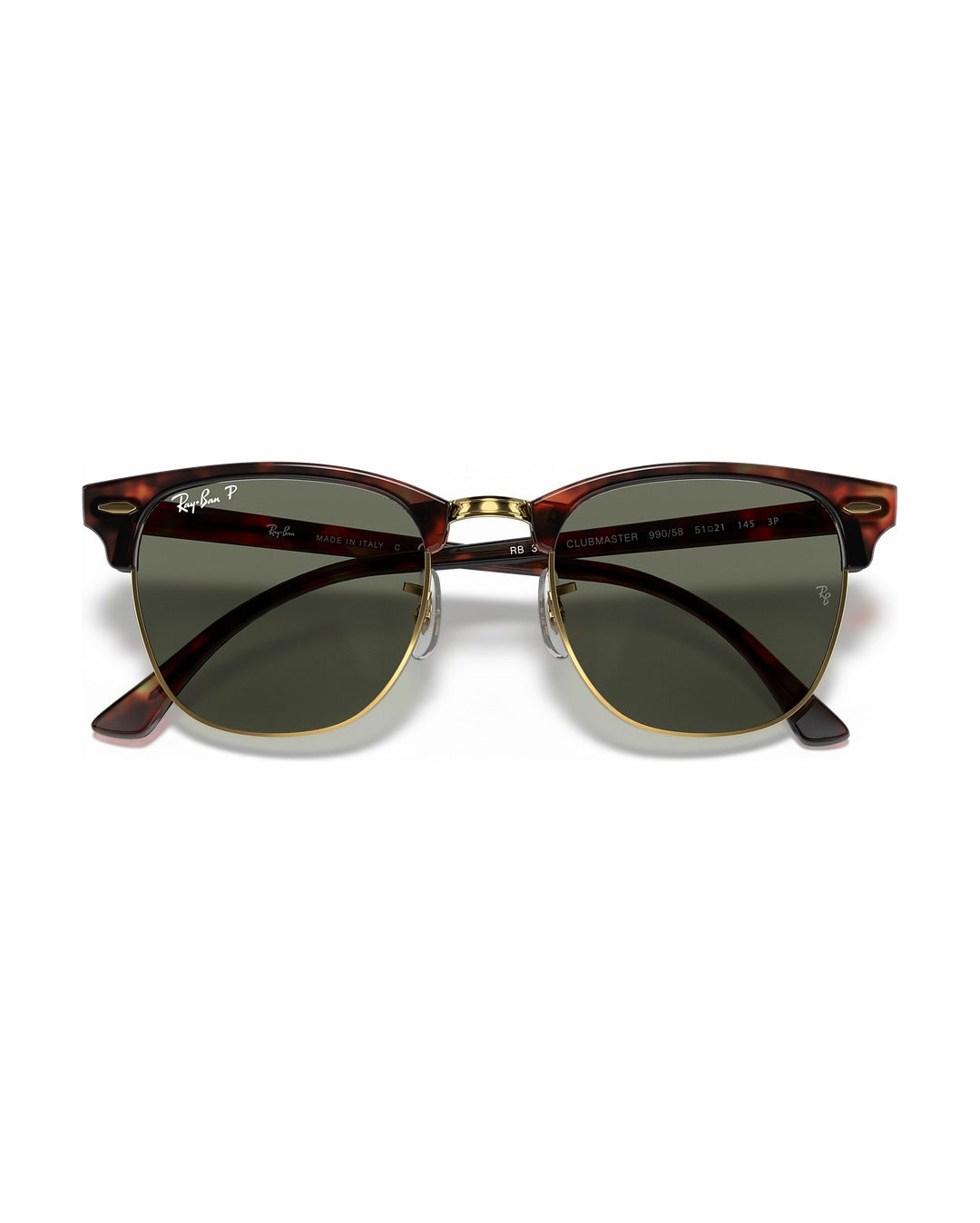 Clubmaster Sunglasses - Tortoise On Gold/G-15 Green Polarised - Ray-Ban