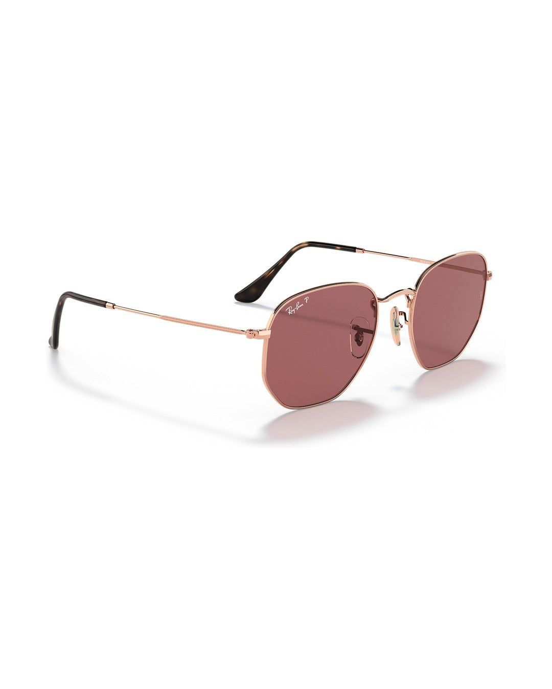 Hexagonal Sunglasses - Rose Gold/Violet Polarized - Ray-Ban