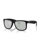 Justin Sunglasses - Rubber Black/Green Mirror Silver Polarised - Ray-Ban