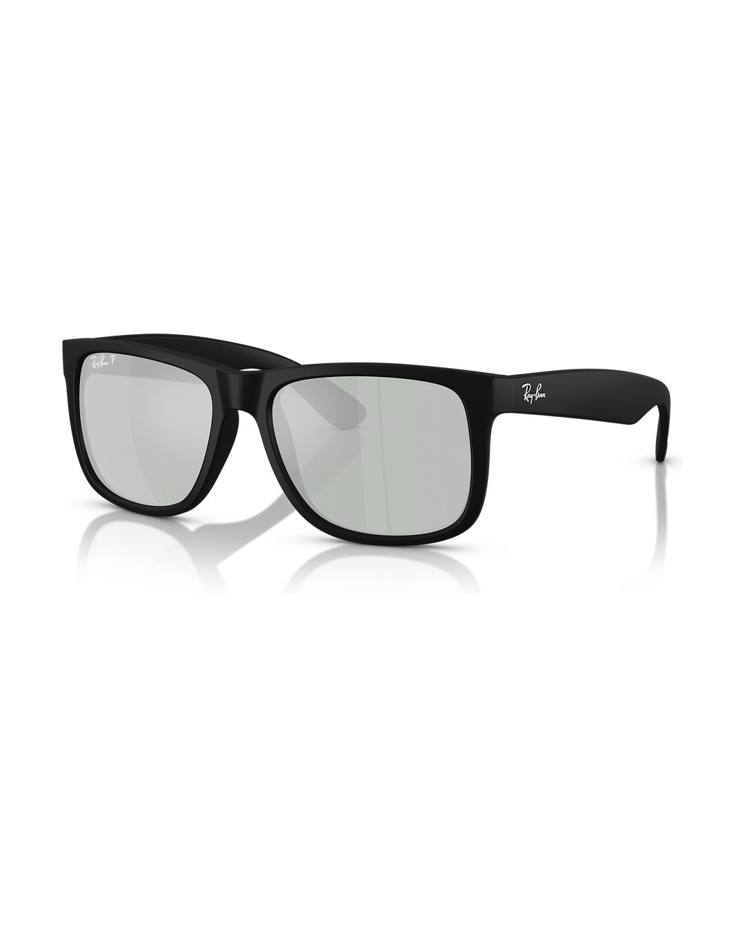 Justin Sunglasses - Rubber Black/Green Mirror Silver Polarised - Ray-Ban