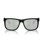 Justin Sunglasses - Rubber Black/Green Mirror Silver Polarised - Ray-Ban