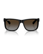 Justin Sunglasses - Rubber Black/Polarized Light Grey Gradient Brown - Ray-Ban