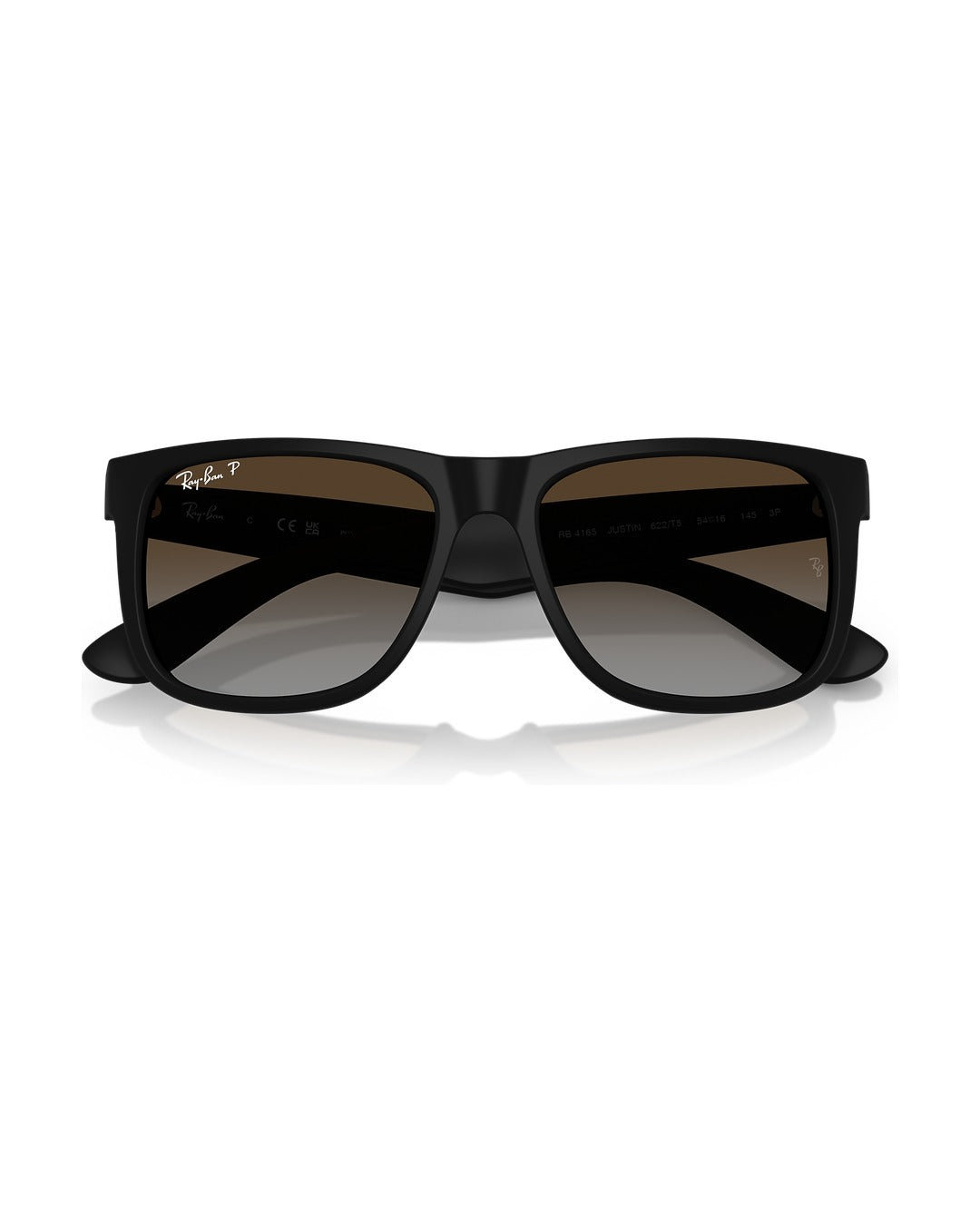 Justin Sunglasses - Rubber Black/Polarized Light Grey Gradient Brown - Ray-Ban