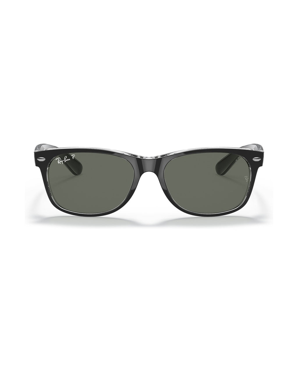 New Wayfarer Sunglasses - Black On Transparent/Polarized Green Classic G-15 - Ray-Ban
