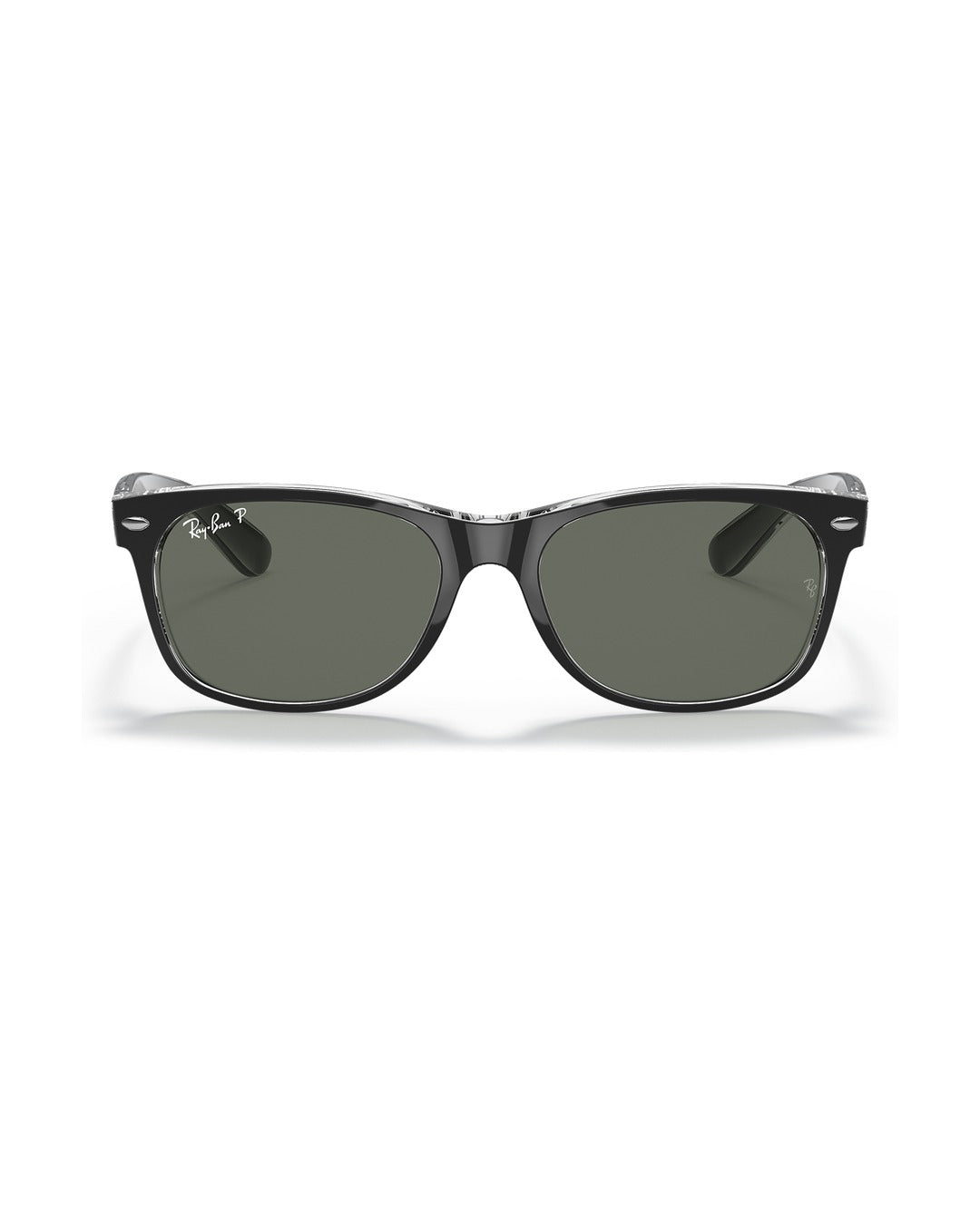 New Wayfarer Sunglasses - Black On Transparent/Polarized Green Classic G-15 - Ray-Ban
