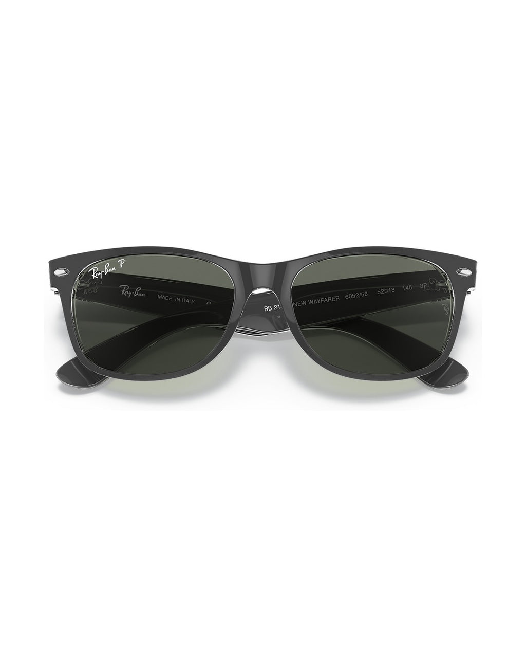 New Wayfarer Sunglasses - Black On Transparent/Polarized Green Classic G-15 - Ray-Ban