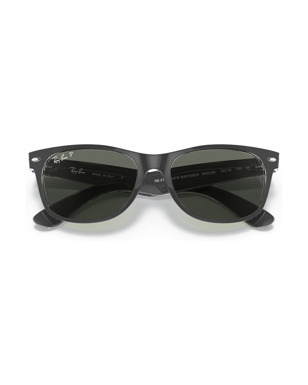 New Wayfarer Sunglasses - Black On Transparent/Polarized Green Classic G-15 - Ray-Ban
