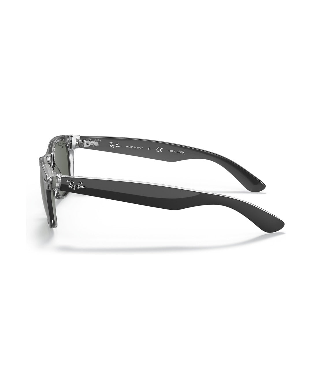 New Wayfarer Sunglasses - Black On Transparent/Polarized Green Classic G-15 - Ray-Ban