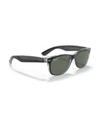New Wayfarer Sunglasses - Black On Transparent/Polarized Green Classic G-15 - Ray-Ban