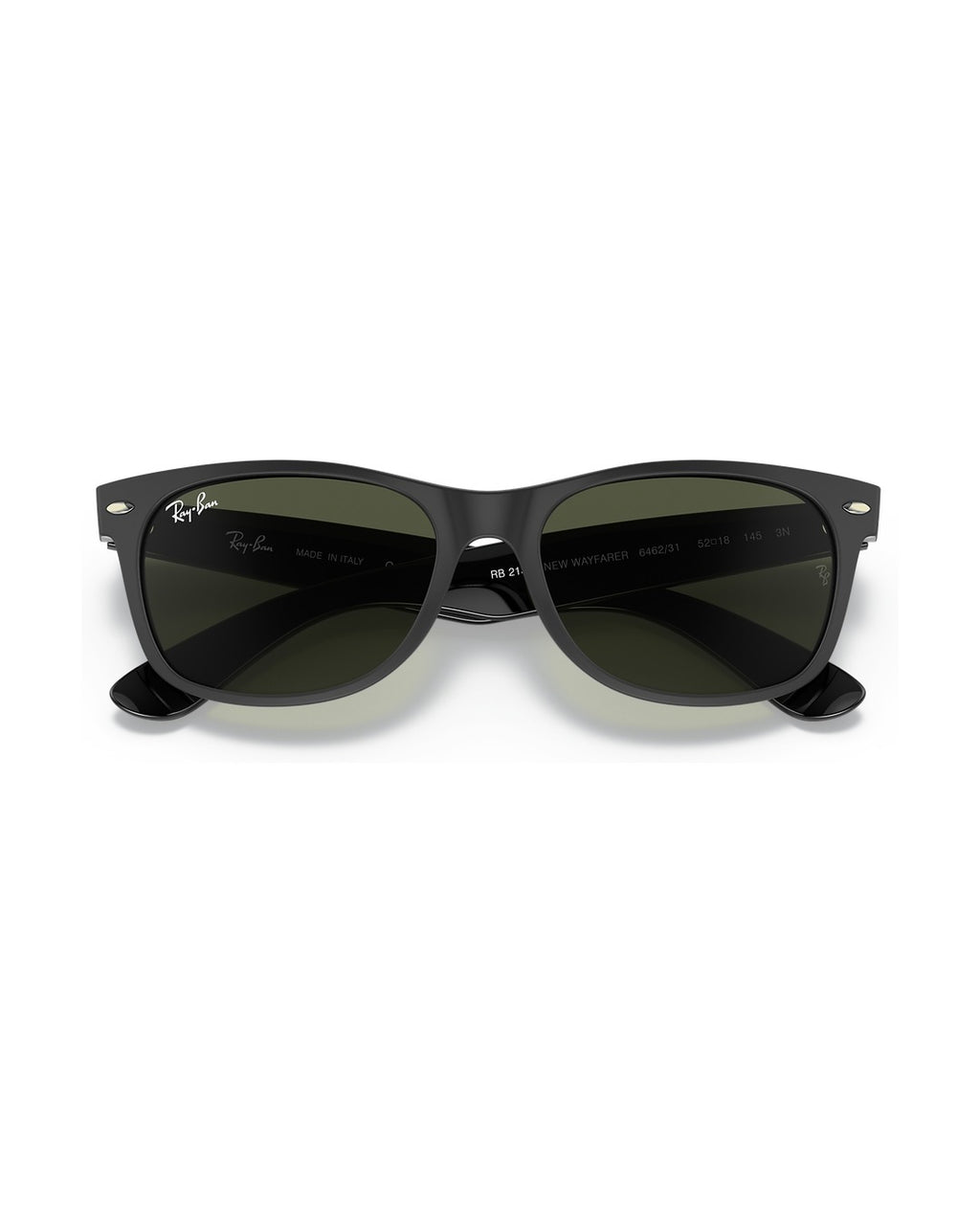 New Wayfarer Sunglasses - Rubber Black/G-15 Green - Ray-Ban
