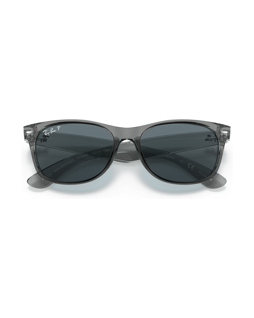 New Wayfarer Sunglasses - Transparent Grey/Dark Blue Polarized - Ray-Ban