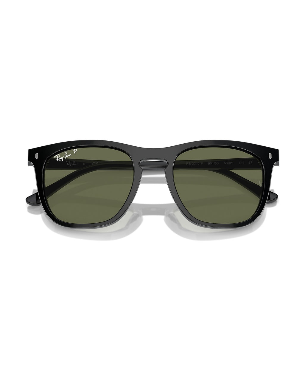 RB2210F Low Bridge Fit Sunglasses - Black/Green Polarized - Ray-Ban