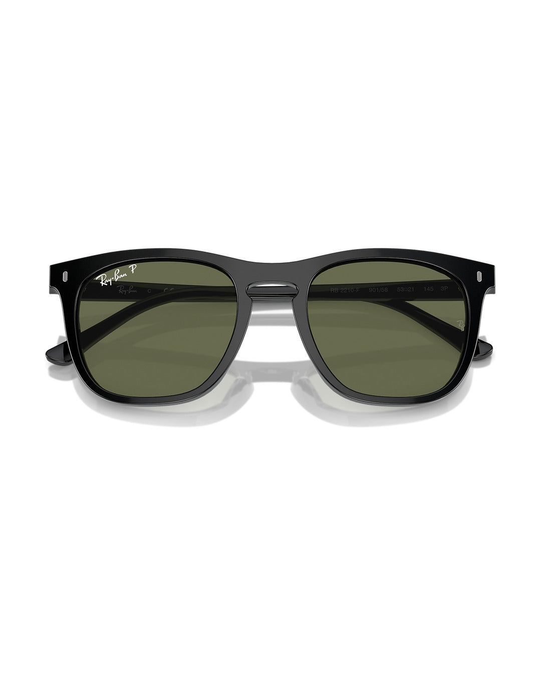 RB2210F Low Bridge Fit Sunglasses - Black/Green Polarized - Ray-Ban