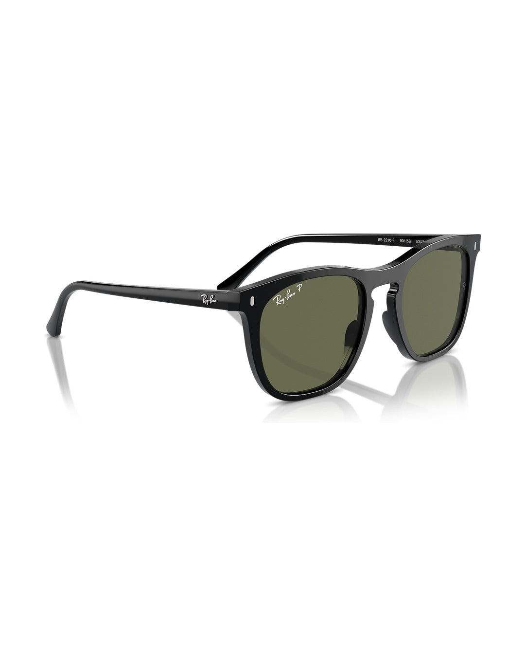 RB2210F Low Bridge Fit Sunglasses - Black/Green Polarized - Ray-Ban