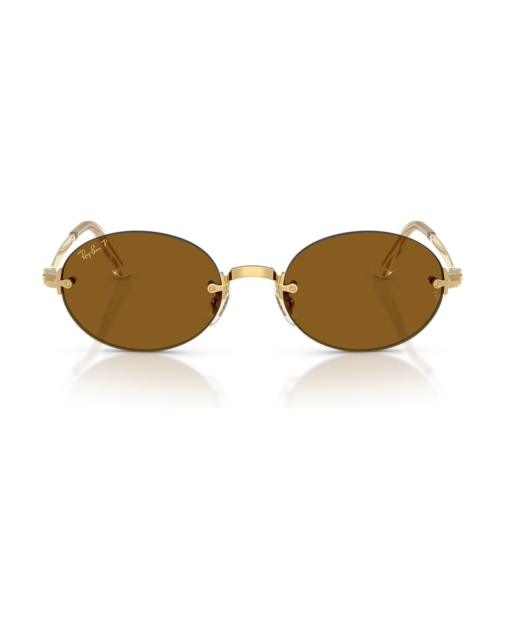 A$AP Rocky Rimless Oval Sunglasses - Arista Gold/Dark Brown Polarized - Ray-Ban