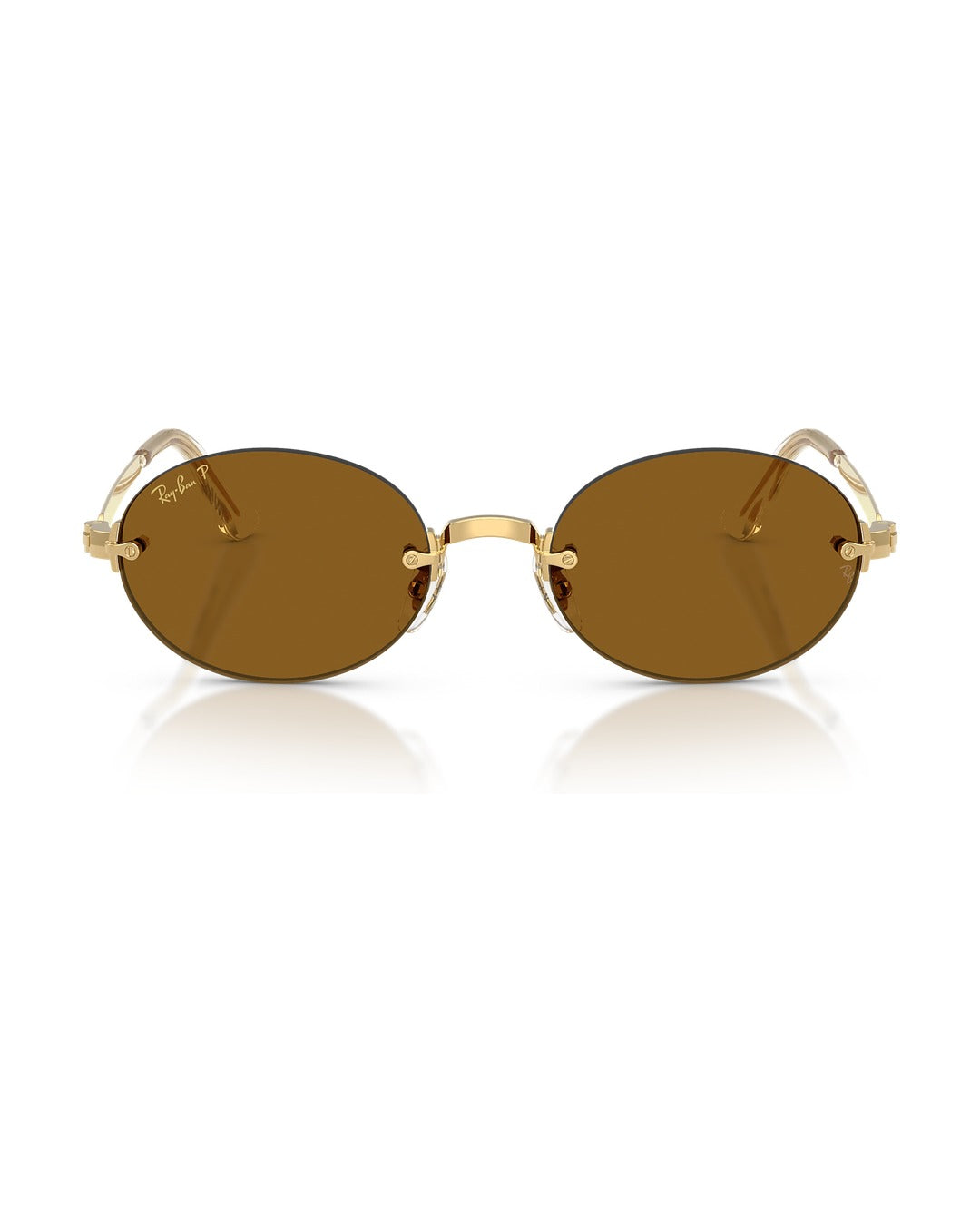 A$AP Rocky Rimless Oval Sunglasses - Arista Gold/Dark Brown Polarized - Ray-Ban