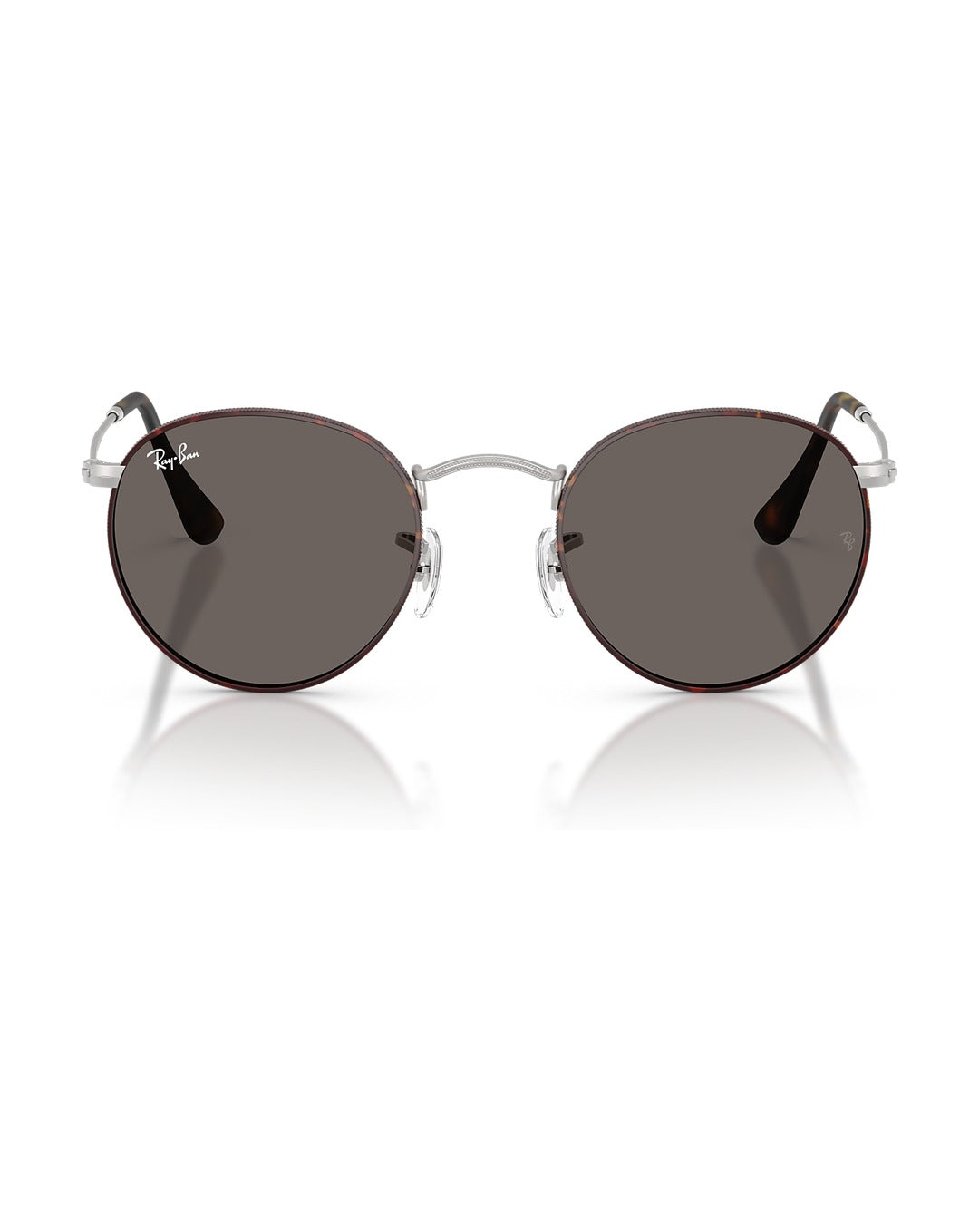 Round Metal Sunglasses - Matt Havana On Matt Silver/Dark Grey - Ray-Ban