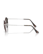 Round Metal Sunglasses - Matt Havana On Matt Silver/Dark Grey - Ray-Ban