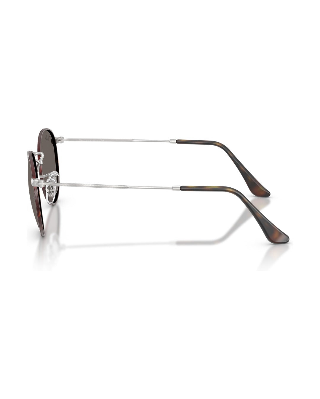 Round Metal Sunglasses - Matt Havana On Matt Silver/Dark Grey - Ray-Ban