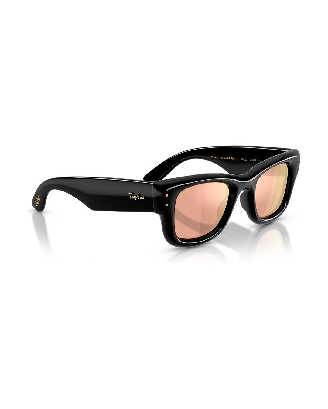 A$AP Rocky Wayfarer Puffer Sunglasses - Black/Dark Brown Mirror Rose Gold - Ray-Ban