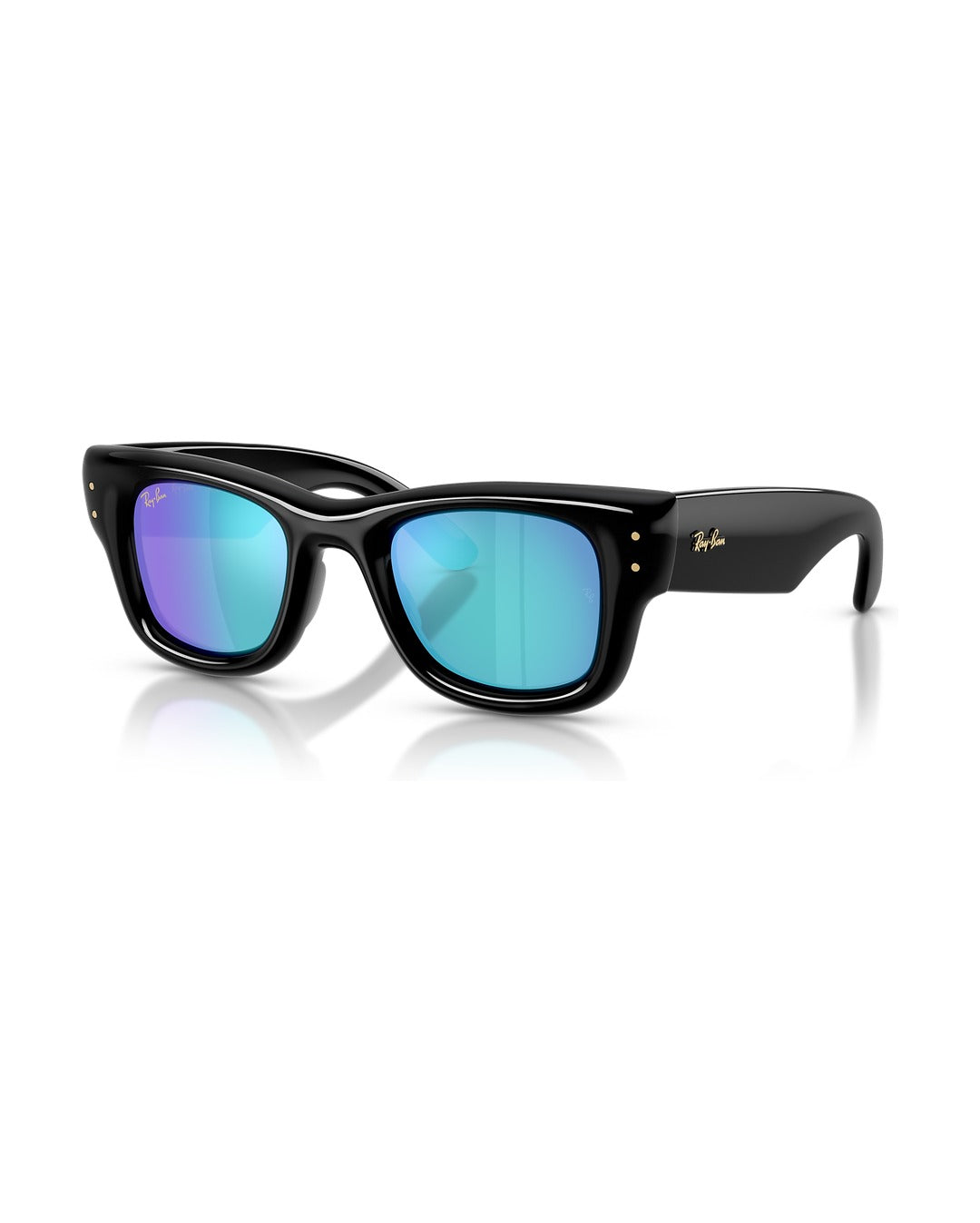 A$AP Rocky Wayfarer Puffer Sunglasses - Black/Light Green Mirror Blue - Ray-Ban