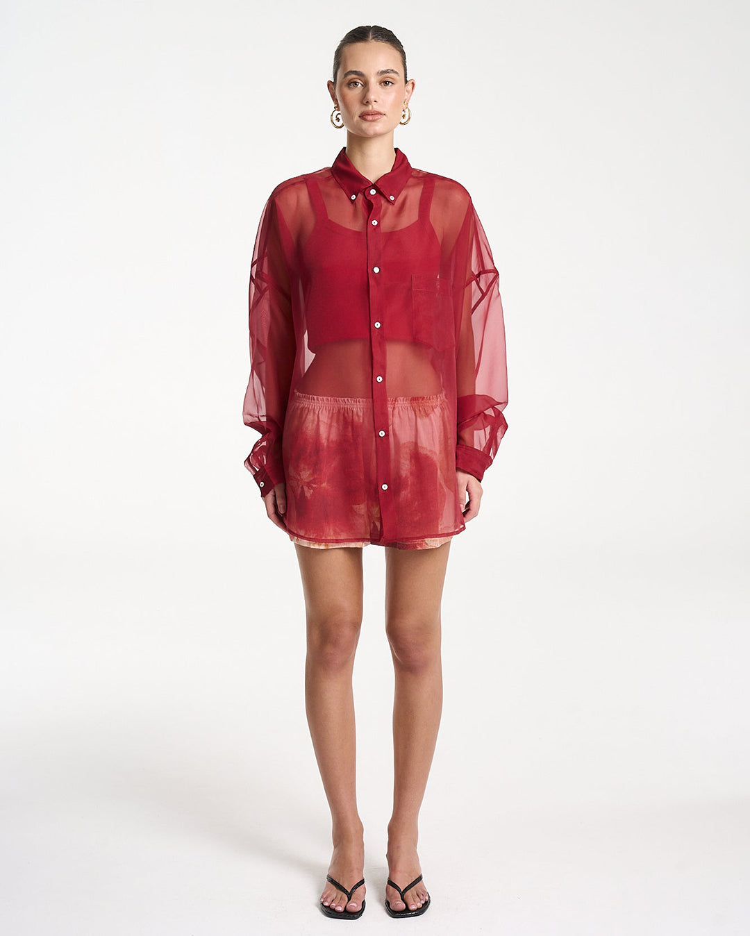 Mercurio Silk Shirt - Carmine Red