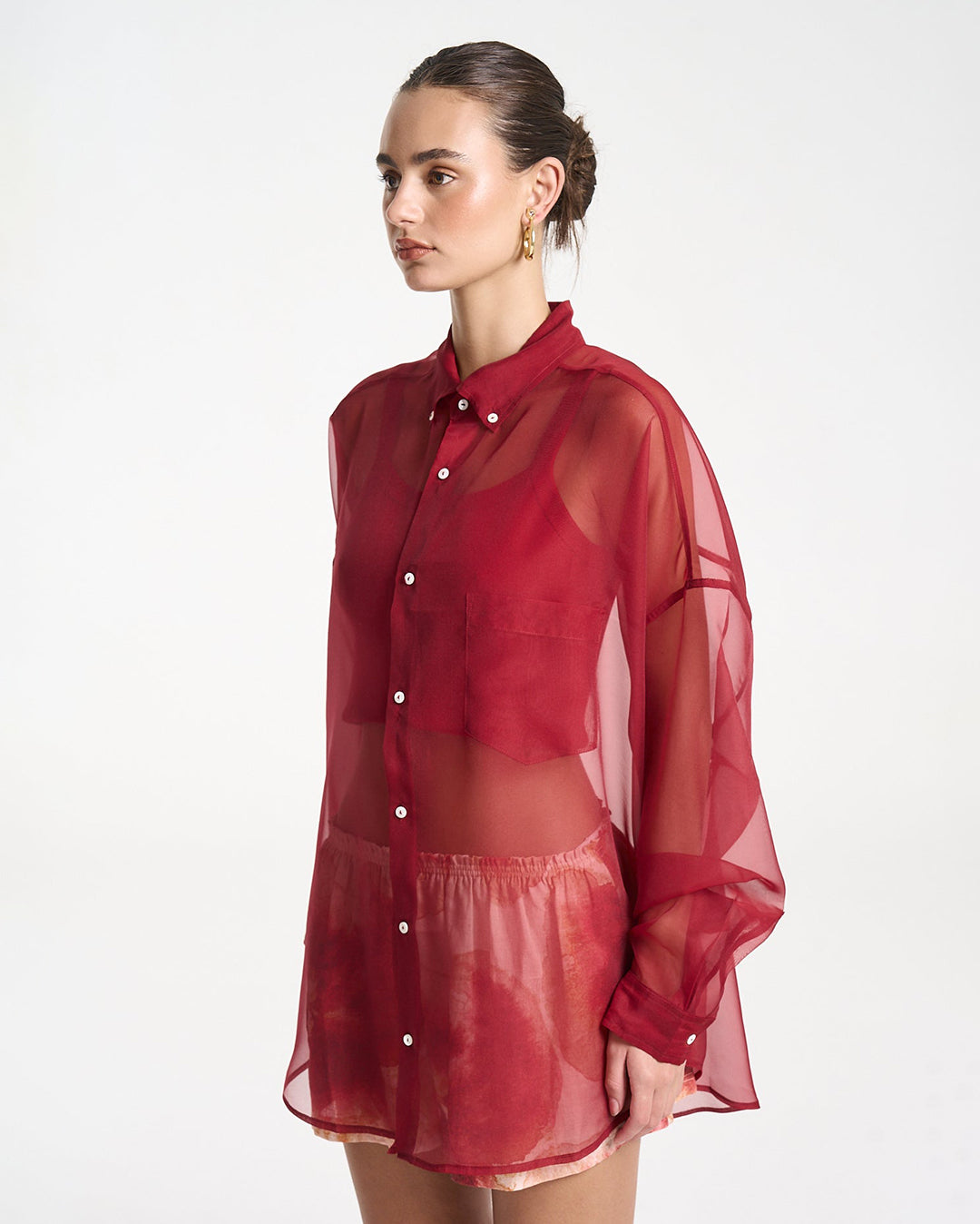 Mercurio Silk Shirt - Carmine Red