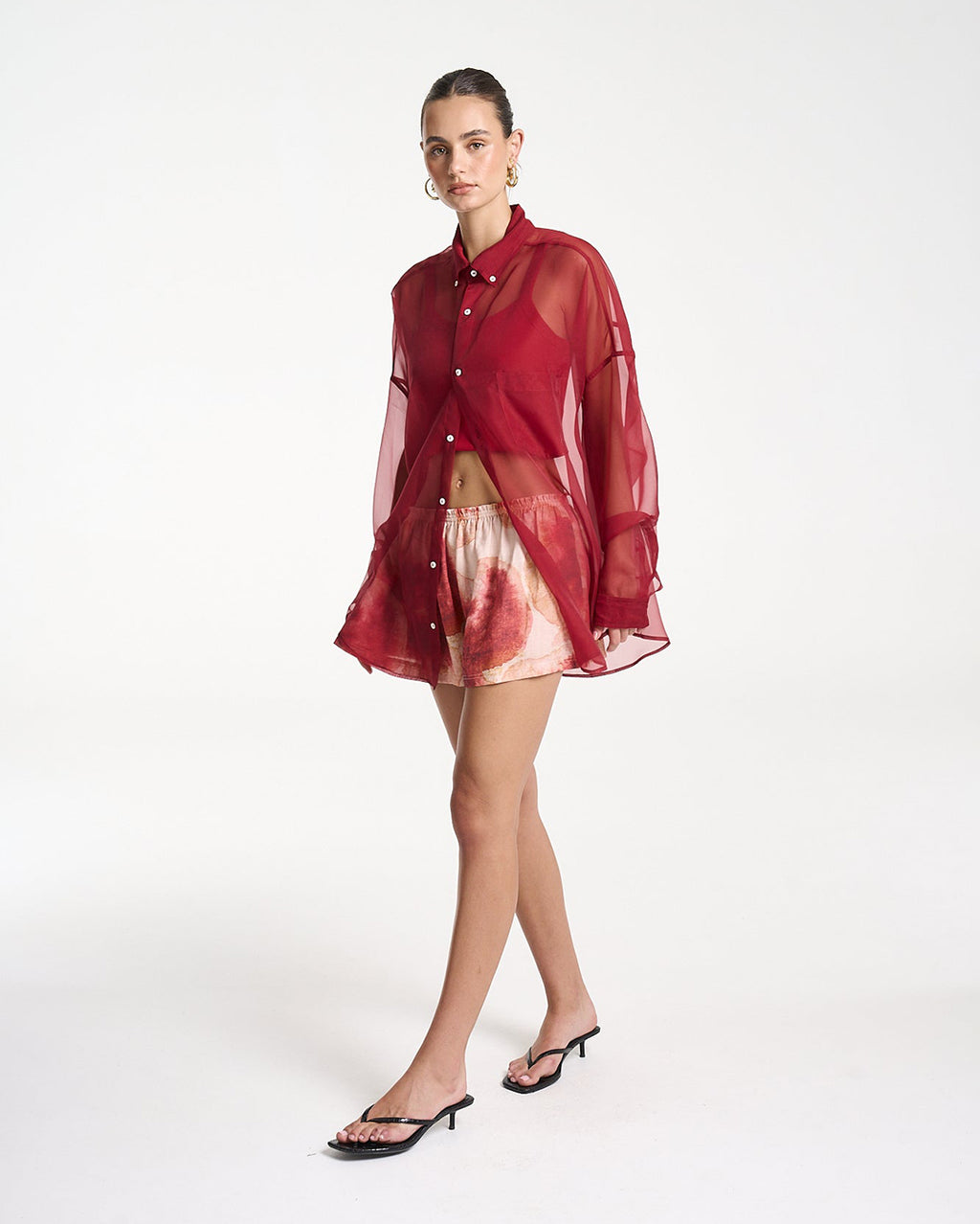 Mercurio Silk Shirt - Carmine Red