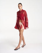 Mercurio Silk Shirt - Carmine Red by Summi Summi - view 4