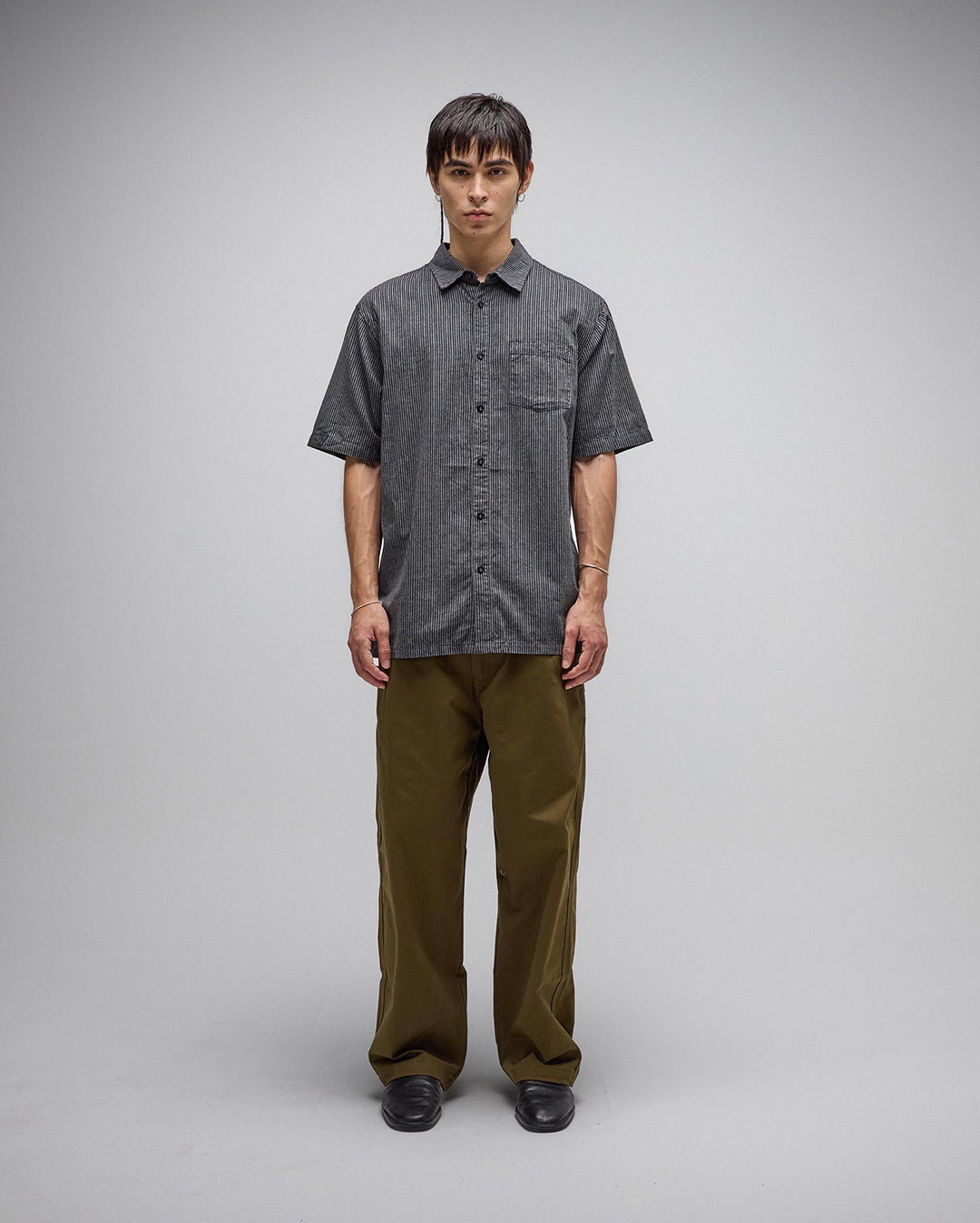 Reynolds Stripe Short Sleeve Shirt - Worn Black - Former