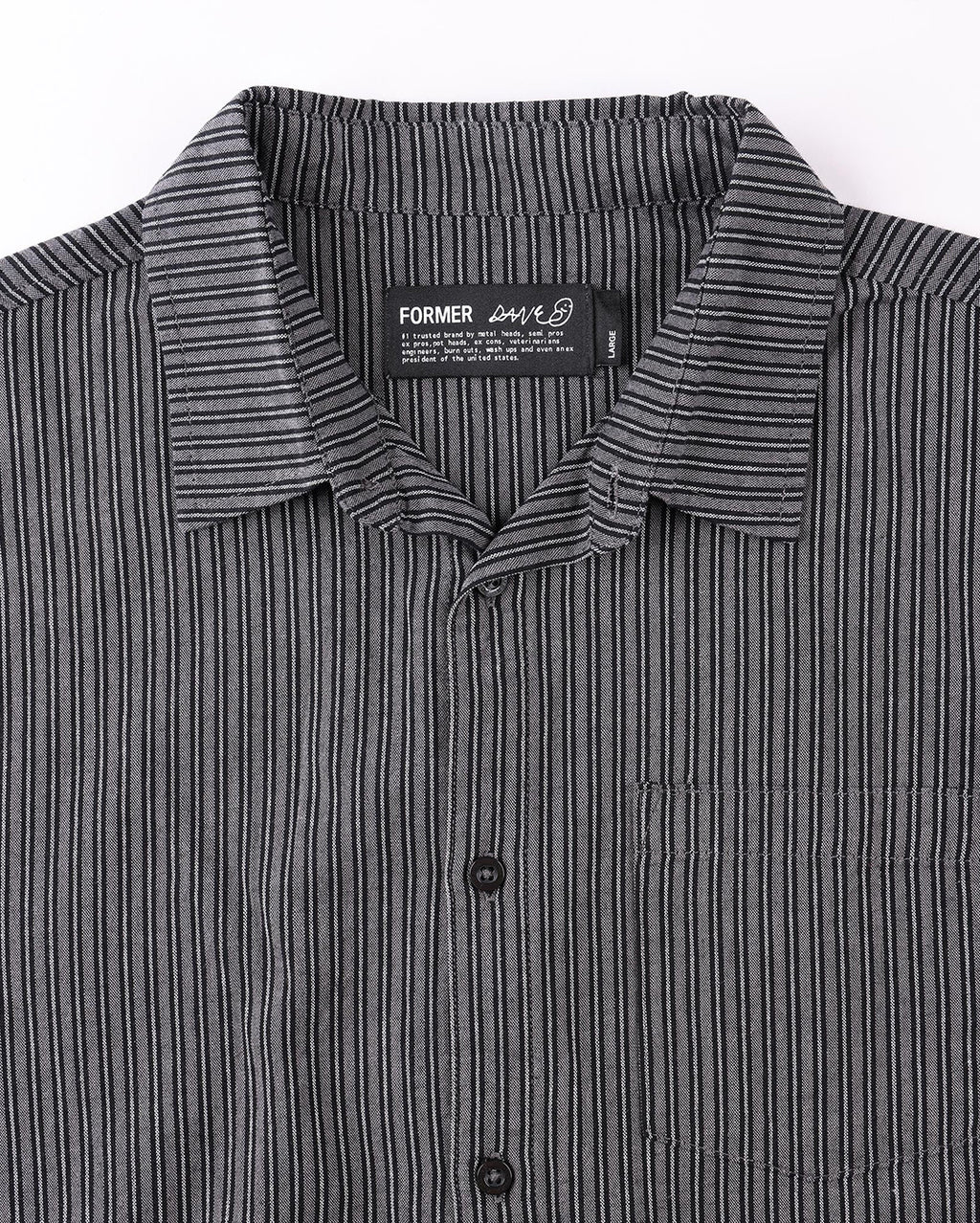 Reynolds Stripe Short Sleeve Shirt - Worn Black - Former