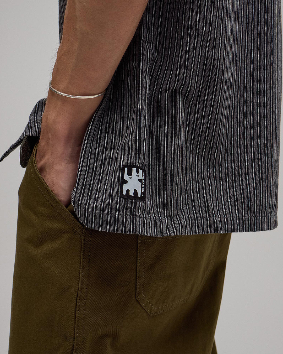 Reynolds Stripe Short Sleeve Shirt - Worn Black - Former