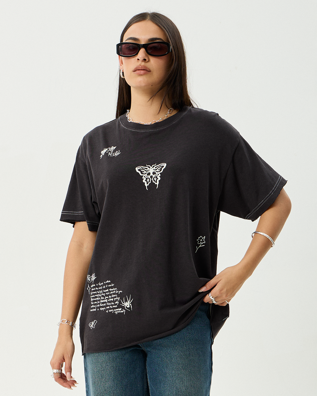 Rise - Hemp Oversized Tee - Stone Black - Afends